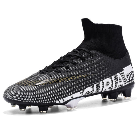 Men Soccer Shoes High Ankle Football Boots Cleats Grass Training