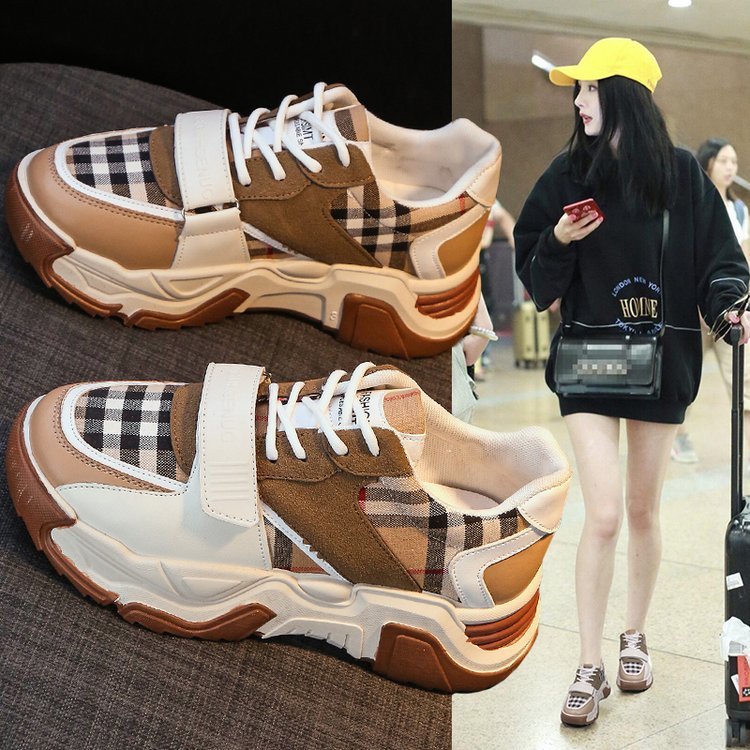 Ladies' Check Velcro Casual Sneakers