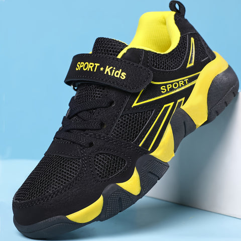 Youngsters' Casual Sports Shoes for Boys and Girls, Breathable PU Outdoor Hiking and Basketball Sneakers with Hook-and-loop Fastener Closure, Boys, Sneakers