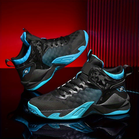 Men's Lace-up Basketball Sneakers, Shock-absorbing And Breathable Athletic Shoes For Basketball Training And Competition