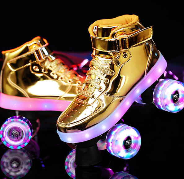 Led Rechargeable Double-Row Roller Skates