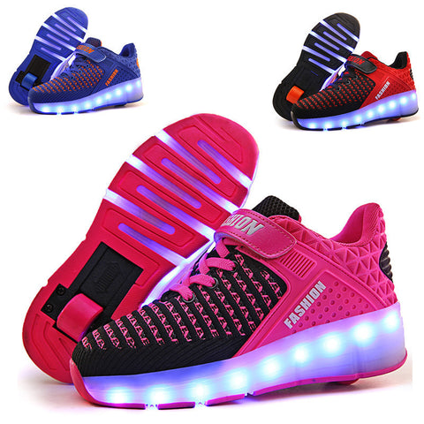 Rechargeable Heelys New Style Children's Men's And Women's Shoes Pulley Student Single And Double Roller Adult Skates