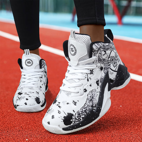 Women's Graffiti Basketball Sneakers - High Quality, Durable, Anti-Slip Rubber Sole, Breathable Mesh Upper, Lightweight for Running, Walking & Sports, Versatile Sneakers | Stylish Basketball Shoes | Durable Rubber Sole
