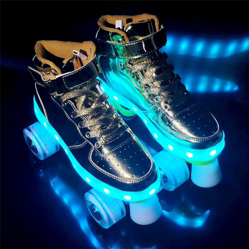 Led Rechargeable Double-Row Roller Skates