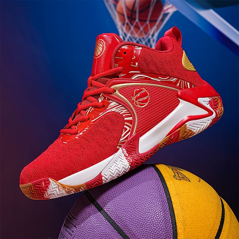 Men's High-Top Basketball Sneakers - Durable, Non-Slip, Shock-Absorbing Running Shoes with Breathable Mesh Upper, Yellow & Black Design for Sports, Running, and Outdoor Activities