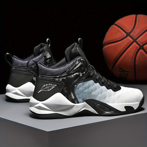 Men's Lace-up Basketball Sneakers, Shock-absorbing And Breathable Athletic Shoes For Basketball Training And Competition