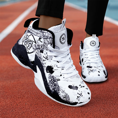 Women's Graffiti Basketball Sneakers - High Quality, Durable, Anti-Slip Rubber Sole, Breathable Mesh Upper, Lightweight for Running, Walking & Sports, Versatile Sneakers | Stylish Basketball Shoes | Durable Rubber Sole