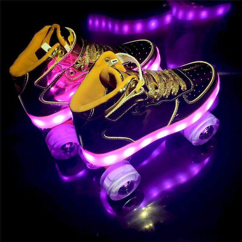 Led Rechargeable Double-Row Roller Skates
