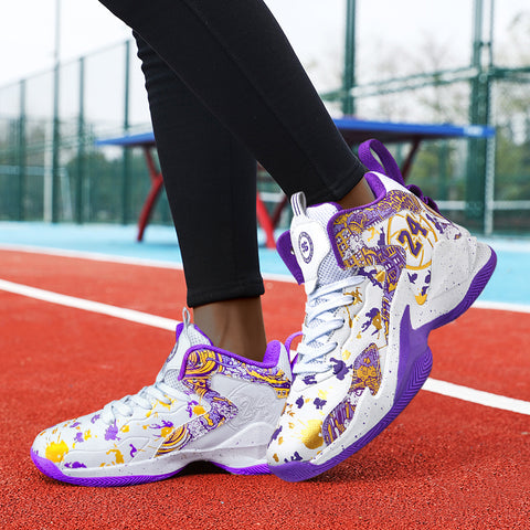 Women's Graffiti Basketball Sneakers - High Quality, Durable, Anti-Slip Rubber Sole, Breathable Mesh Upper, Lightweight for Running, Walking & Sports, Versatile Sneakers | Stylish Basketball Shoes | Durable Rubber Sole