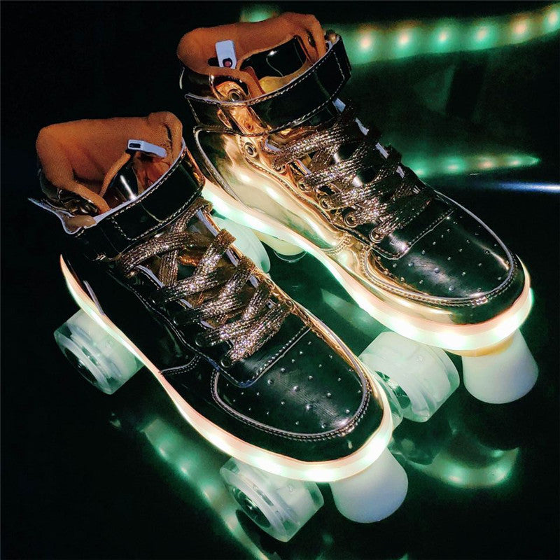 Led Rechargeable Double-Row Roller Skates