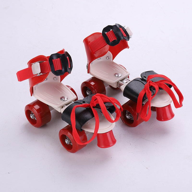 Roller Skates Double Row Pulley Four-wheeled Children's Adjustable Roller Skates