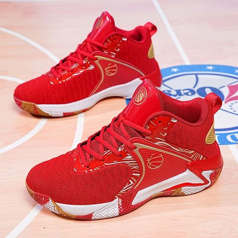 Men's High-Top Basketball Sneakers - Durable, Non-Slip, Shock-Absorbing Running Shoes with Breathable Mesh Upper, Yellow & Black Design for Sports, Running, and Outdoor Activities