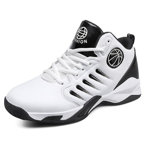 Men's High-Top/Mid-Top Basketball Shoes - Heavy-Duty Lace-Up Sneakers with Arch, Non-Slip Rubber Sole & Breathable -like Texture - All-Black/Black with Red Accent/Red/Black Color Options - Gym, Walking, Casual Shoes for Men