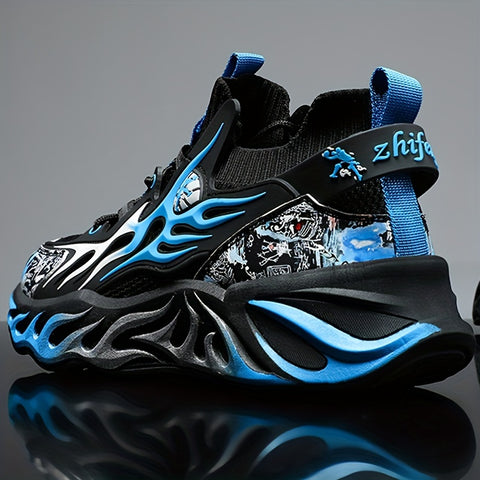 Men's High-Top Basketball Sneakers - Stylish & Breathable with Knit Upper, MD/Rubber Sole - Lace-Up Sneakers for Running & Casual Wear - Black, White, Red, Grey, Casual Sneakers| Modern Sneakers| Durable Md Sole, Basketball Shoes