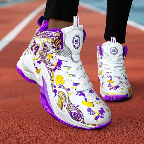 Women's Graffiti Basketball Sneakers - High Quality, Durable, Anti-Slip Rubber Sole, Breathable Mesh Upper, Lightweight for Running, Walking & Sports, Versatile Sneakers | Stylish Basketball Shoes | Durable Rubber Sole