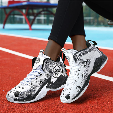Women's Graffiti Basketball Sneakers - High Quality, Durable, Anti-Slip Rubber Sole, Breathable Mesh Upper, Lightweight for Running, Walking & Sports, Versatile Sneakers | Stylish Basketball Shoes | Durable Rubber Sole