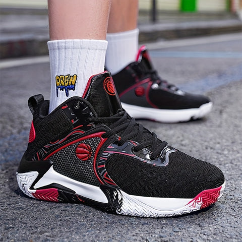 Men's High-Top Basketball Sneakers - Durable, Non-Slip, Shock-Absorbing Running Shoes with Breathable Mesh Upper, Yellow & Black Design for Sports, Running, and Outdoor Activities