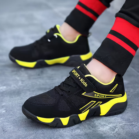 Youngsters' Casual Sports Shoes for Boys and Girls, Breathable PU Outdoor Hiking and Basketball Sneakers with Hook-and-loop Fastener Closure, Boys, Sneakers