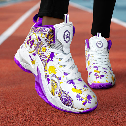 Women's Graffiti Basketball Sneakers - High Quality, Durable, Anti-Slip Rubber Sole, Breathable Mesh Upper, Lightweight for Running, Walking & Sports, Versatile Sneakers | Stylish Basketball Shoes | Durable Rubber Sole