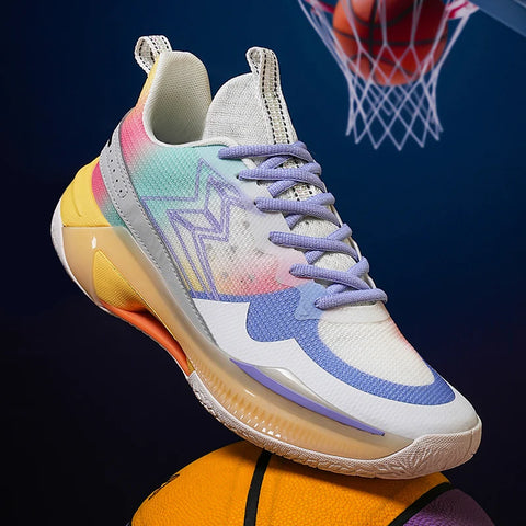 2024 New Fashion Sneaker High Elastic Running Colorful Breathable Flying Woven Men's Basketball Sneakers Shoes