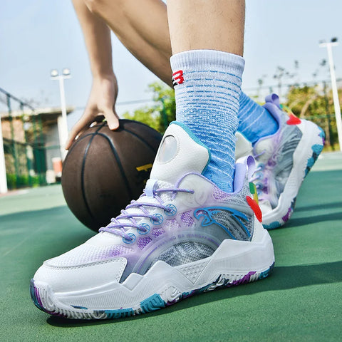Factory Wholesale Brand High Quality Basketball Sneakers Fashion Couple High Top Shock Absorbing Basketball Shoes