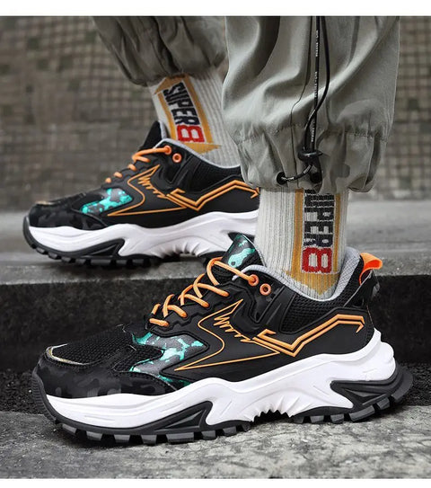 Men's Platform Sports Shoes Comfortable Breathable Running Shoes Retro Basketball Sneakers