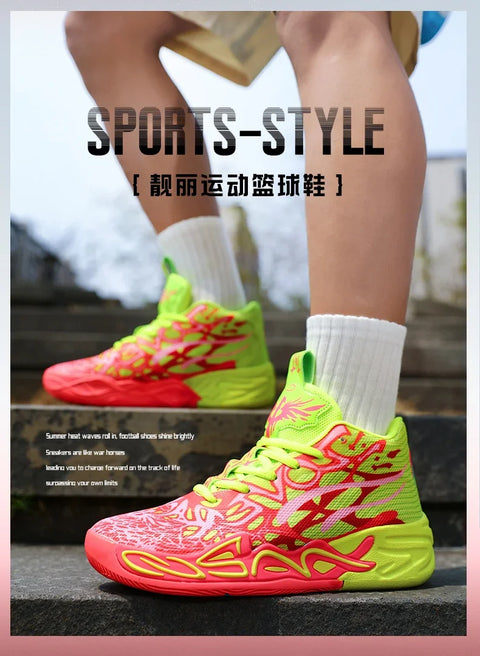 Men's Basketball Shoes Breathable Cushioning Non-Slip Wearable Running Shoes Gym Training Athletic Basketball Sneakers for Women