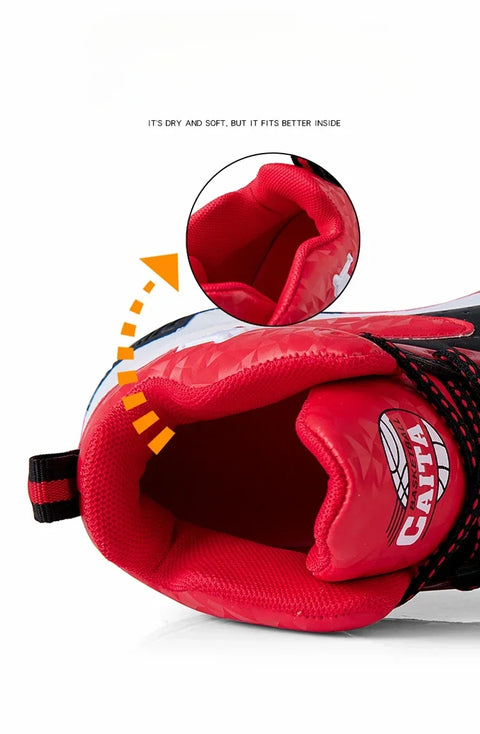 Children's Basketball Shoes for Boys, Girls' Kids Teenagers, Breathable Non-slip Lace Up Indoor, Outdoor Training Sneakers Tennis Shoe