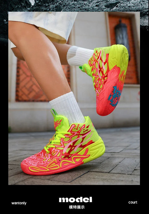 Men's Basketball Shoes Breathable Cushioning Non-Slip Wearable Running Shoes Gym Training Athletic Basketball Sneakers for Women