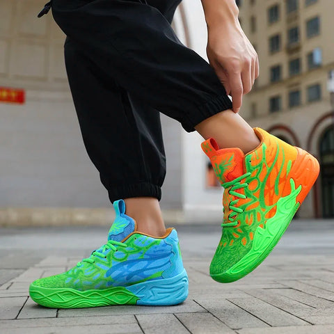 Men's Basketball Shoes Breathable Cushioning Non-Slip Wearable Running Shoes Gym Training Athletic Basketball Sneakers for Women