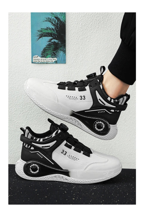 Men's Sneakers with Rotating Buckle, Comfy Non Slip Lace-up Durable Shoes for Men's Outdoor Activities