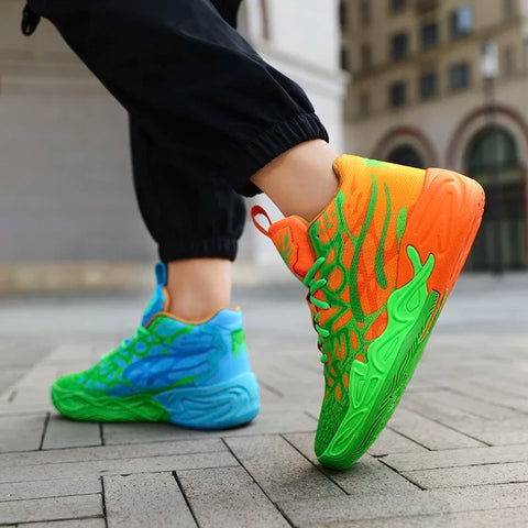 Men's Basketball Shoes Breathable Cushioning Non-Slip Wearable Running Shoes Gym Training Athletic Basketball Sneakers for Women