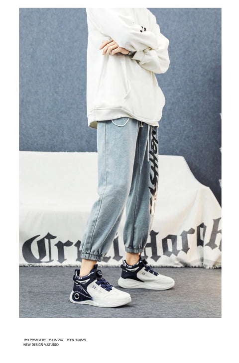 Men's Sneakers with Rotating Buckle, Comfy Non Slip Lace-up Durable Shoes for Men's Outdoor Activities