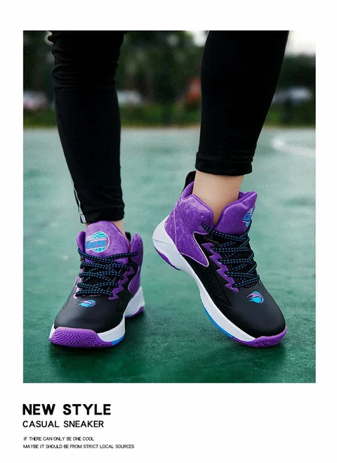 Children's Basketball Shoes for Boys, Girls' Kids Teenagers, Breathable Non-slip Lace Up Indoor, Outdoor Training Sneakers Tennis Shoe