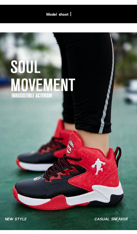 Children's Basketball Shoes for Boys, Girls' Kids Teenagers, Breathable Non-slip Lace Up Indoor, Outdoor Training Sneakers Tennis Shoe