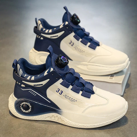 Men's Sneakers with Rotating Buckle, Comfy Non Slip Lace-up Durable Shoes for Men's Outdoor Activities