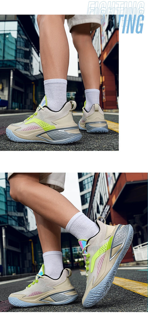 High Quality Basketball Shoes Fashion Reflective Basket Boots Comfy Breathable Sneakers Outdoor Rubber Anti Slip Soft Midsole