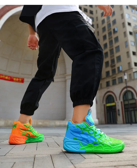 Men's Basketball Shoes Breathable Cushioning Non-Slip Wearable Running Shoes Gym Training Athletic Basketball Sneakers for Women