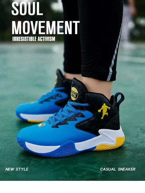 Children's Basketball Shoes for Boys, Girls' Kids Teenagers, Breathable Non-slip Lace Up Indoor, Outdoor Training Sneakers Tennis Shoe