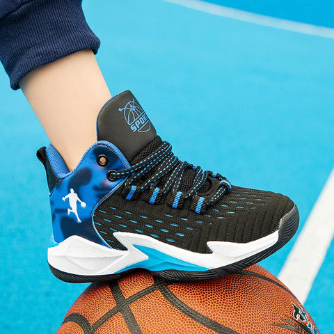 Classic Children's Basketball Shoes Knit Breathable Casual Sport Shoes For Boys Girls Trainers Outdoor Kids Basketball Sneakers