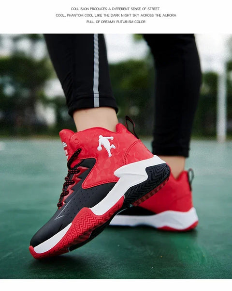 Children's Basketball Shoes for Boys, Girls' Kids Teenagers, Breathable Non-slip Lace Up Indoor, Outdoor Training Sneakers Tennis Shoe