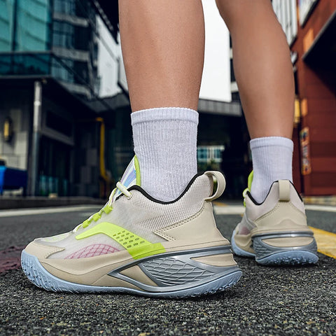 High Quality Basketball Shoes Fashion Reflective Basket Boots Comfy Breathable Sneakers Outdoor Rubber Anti Slip Soft Midsole