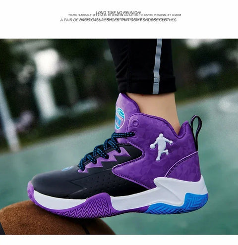 Children's Basketball Shoes for Boys, Girls' Kids Teenagers, Breathable Non-slip Lace Up Indoor, Outdoor Training Sneakers Tennis Shoe