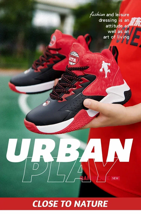 Children's Basketball Shoes for Boys, Girls' Kids Teenagers, Breathable Non-slip Lace Up Indoor, Outdoor Training Sneakers Tennis Shoe