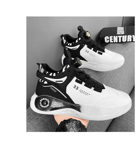 Men's Sneakers with Rotating Buckle, Comfy Non Slip Lace-up Durable Shoes for Men's Outdoor Activities