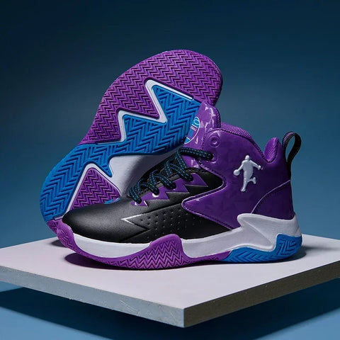 Children's Basketball Shoes for Boys, Girls' Kids Teenagers, Breathable Non-slip Lace Up Indoor, Outdoor Training Sneakers Tennis Shoe