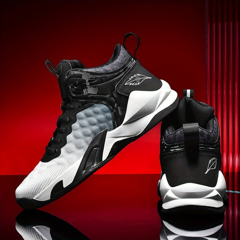 Men's Lace-up Basketball Sneakers, Shock-absorbing And Breathable Athletic Shoes For Basketball Training And Competition