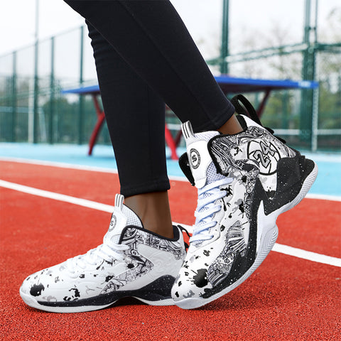 Women's Graffiti Basketball Sneakers - High Quality, Durable, Anti-Slip Rubber Sole, Breathable Mesh Upper, Lightweight for Running, Walking & Sports, Versatile Sneakers | Stylish Basketball Shoes | Durable Rubber Sole