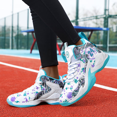 Women's Graffiti Basketball Sneakers - High Quality, Durable, Anti-Slip Rubber Sole, Breathable Mesh Upper, Lightweight for Running, Walking & Sports, Versatile Sneakers | Stylish Basketball Shoes | Durable Rubber Sole