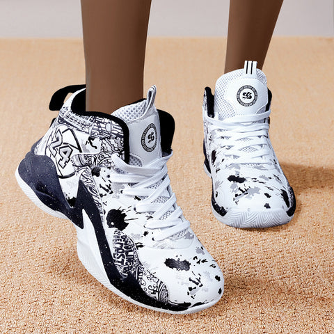 Women's Graffiti Basketball Sneakers - High Quality, Durable, Anti-Slip Rubber Sole, Breathable Mesh Upper, Lightweight for Running, Walking & Sports, Versatile Sneakers | Stylish Basketball Shoes | Durable Rubber Sole
